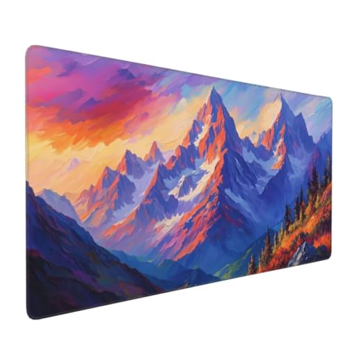 Mauspad XXL 1000x500mm, Groß Gaming Mauspad Berg Mouse Pad Farbe Design Vernähte Kanten, Wasserdicht Anti Rutsch Mousepad, Verbessert Präzision/Geschwindigkeit Desk Mat,Office Gaming Zubehör G4-557 von Yingeen