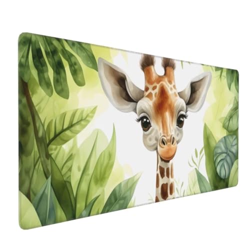 Mauspad XXL 1000x500mm, Groß Gaming Mauspad Tier Mouse Pad Giraffe Design Vernähte Kanten, Wasserdicht Anti Rutsch Mousepad, Verbessert Präzision/Geschwindigkeit Desk Mat,Office Gaming Zubehör G4-11 von Yingeen