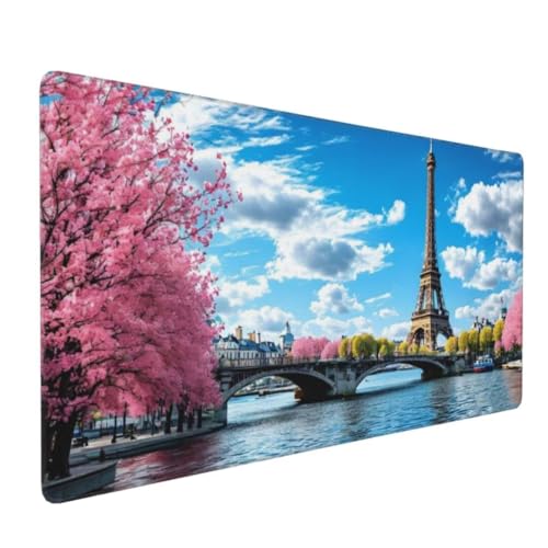 Mauspad XXL 1200x600mm, Groß Gaming Mauspad Paris Mouse Pad Eisenturm Design Vernähte Kanten, Wasserdicht Anti Rutsch Mousepad, Verbessert Präzision und Geschwindigkeit Desk Mat,Gaming Zubehör G4-585 von Yingeen