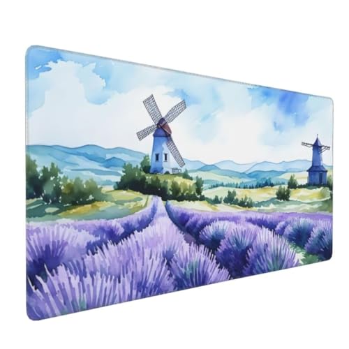 Mauspad XXL 1400x700mm, Groß Gaming Mauspad Lila Mouse Pad Lavendel Design Vernähte Kanten, Wasserdicht Anti Rutsch Mousepad, Verbessert Präzision/Geschwindigkeit Desk Mat,Office Gaming Zubehör G4-35 von Yingeen