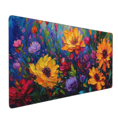 Mauspad XXL 1600x800mm, Groß Gaming Mauspad Aquarell Mouse Pad Blume Design Vernähte Kanten, Wasserdicht Anti Rutsch Mousepad, Verbessert Präzision und Geschwindigkeit Desk Mat,Gaming Zubehör, G4-529 von Yingeen