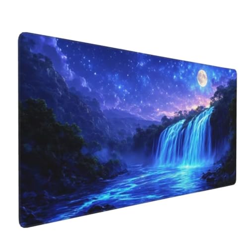 Mauspad XXL 1600x800mm, Groß Gaming Mauspad Fallen Mouse Pad Mond Design Vernähte Kanten, Wasserdicht Anti Rutsch Mousepad, Verbessert Präzision/Geschwindigkeit Desk Mat,Office Gaming Zubehör G4-461 von Yingeen