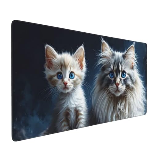 Mauspad XXL 1600x800mm, Groß Gaming Mauspad Katze Mouse Pad Tier Design Vernähte Kanten, Wasserdicht Anti Rutsch Mousepad, Verbessert Präzision/Geschwindigkeit Desk Mat,Office Gaming Zubehör G4-377 von Yingeen