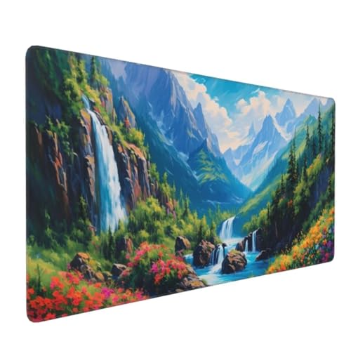 Mauspad XXL 1600x800mm, Groß Gaming Mauspad Landschaft Mouse Pad Fallen Design Vernähte Kanten, Wasserdicht Anti Rutsch Mousepad, Verbessert Präzision und Geschwindigkeit Desk Mat,Gaming Zubehör G4-29 von Yingeen