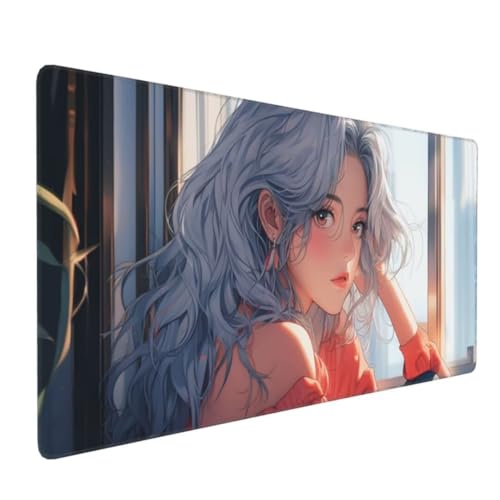 Mauspad XXL 1600x800mm, Groß Gaming Mauspad Niedlich Mouse Pad Frau Design Vernähte Kanten, Wasserdicht Anti Rutsch Mousepad, Verbessert Präzision und Geschwindigkeit Desk Mat,Gaming Zubehör, G4-387 von Yingeen