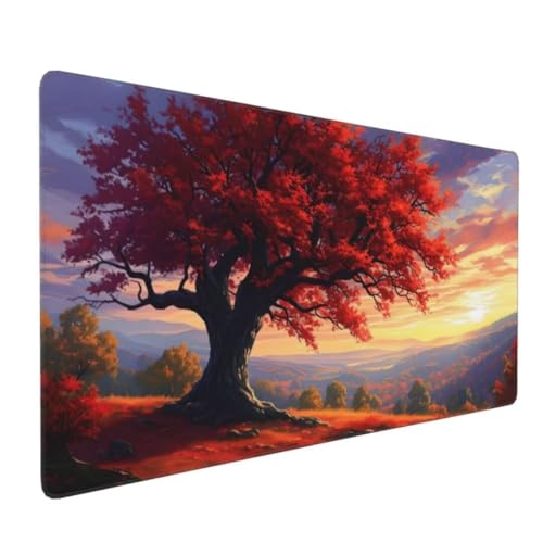 Mauspad XXL 1600x800mm, Groß Gaming Mauspad Rot Mouse Pad Baum Design Vernähte Kanten, Wasserdicht Anti Rutsch Mousepad, Verbessert Präzision und Geschwindigkeit Desk Mat,Office Gaming Zubehör G4-507 von Yingeen