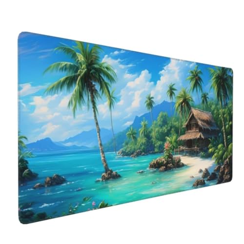 Mauspad XXL 1600x800mm, Groß Gaming Mauspad Strand Mouse Pad Landschaft Design Vernähte Kanten, Wasserdicht Anti Rutsch Mousepad, Verbessert Präzision und Geschwindigkeit Desk Mat,Gaming Zubehör G4-3 von Yingeen