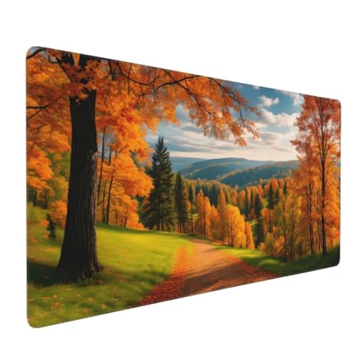 Mauspad XXL 600x300mm, Groß Gaming Mauspad Herbst Mouse Pad Wald Design Vernähte Kanten, Wasserdicht Anti Rutsch Mousepad, Verbessert Präzision/Geschwindigkeit Desk Mat,Office Gaming Zubehör G4-289 von Yingeen