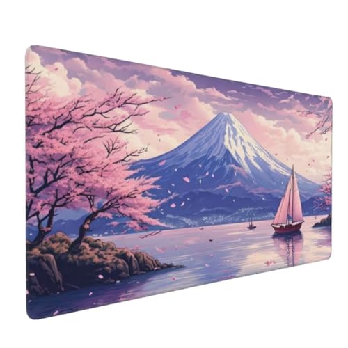 Mauspad XXL 600x300mm, Groß Gaming Mauspad Rosa Mouse Pad Berg Design Vernähte Kanten, Wasserdicht Anti Rutsch Mousepad, Verbessert Präzision und Geschwindigkeit Desk Mat,Office Gaming Zubehör G4-597 von Yingeen