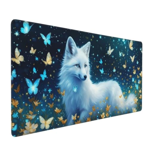 Mauspad XXL 600x300mm, Groß Gaming Mauspad Schmetterling Mouse Pad Wolf Design Vernähte Kanten, Wasserdicht Anti Rutsch Mousepad, Verbessert Präzision/Geschwindigkeit Desk Mat,Gaming Zubehör G4-383 von Yingeen