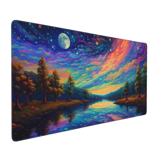 Mauspad XXL 700x300mm, Groß Gaming Mauspad Abstrakt Mouse Pad Landschaft Design Vernähte Kanten, Wasserdicht Anti Rutsch Mousepad, Verbessert Präzision/Geschwindigkeit Desk Mat,Gaming Zubehör G4-219 von Yingeen