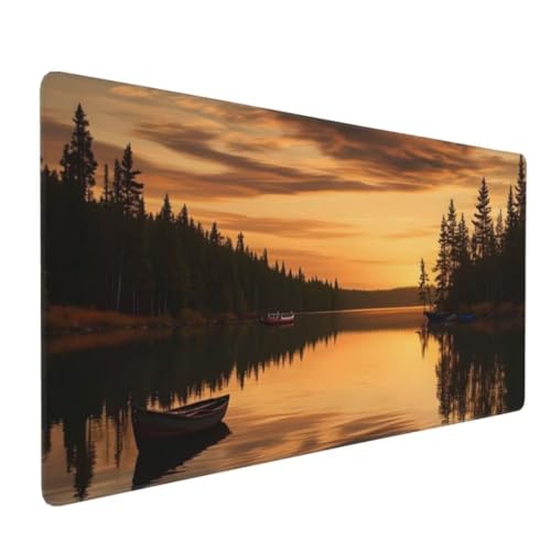 Mauspad XXL 700x300mm, Groß Gaming Mauspad Baum Mouse Pad See Design Vernähte Kanten, Wasserdicht Anti Rutsch Mousepad, Verbessert Präzision/Geschwindigkeit Desk Mat,Gaming Zubehör, für Office G4-577 von Yingeen