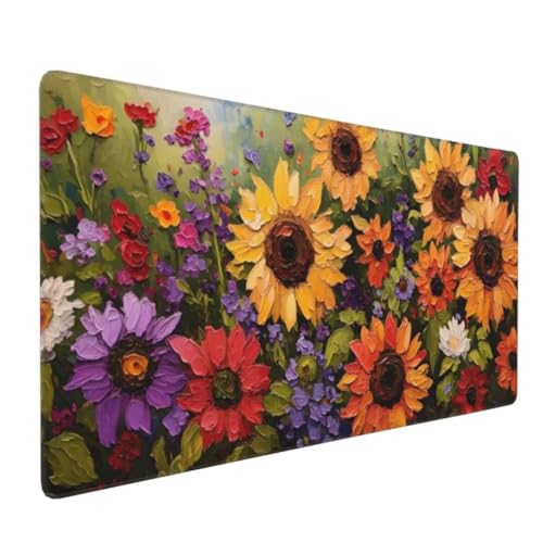 Mauspad XXL 700x300mm, Groß Gaming Mauspad Farbe Mouse Pad Blume Design Vernähte Kanten, Wasserdicht Anti Rutsch Mousepad, Verbessert Präzision und Geschwindigkeit Desk Mat,Office Gaming Zubehör G4-49 von Yingeen