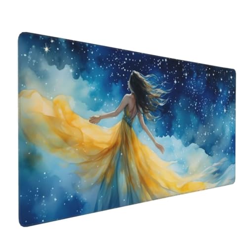 Mauspad XXL 700x300mm, Groß Gaming Mauspad Sternenhimmel Mouse Pad Mädchen Design Vernähte Kanten, Wasserdicht Anti Rutsch Mousepad, Verbessert Präzision/Geschwindigkeit Desk Mat,Gaming Zubehör G4-77 von Yingeen