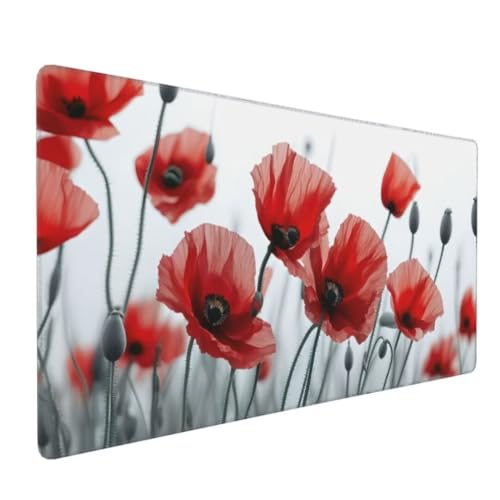 Mauspad XXL 700x300mm, Groß Gaming Mauspad Weiß Mouse Pad Blume Design Vernähte Kanten, Wasserdicht Anti Rutsch Mousepad, Verbessert Präzision und Geschwindigkeit Desk Mat,Office Gaming Zubehör G4-351 von Yingeen