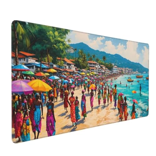 Mauspad XXL 700x400mm, Groß Gaming Mauspad Strand Mouse Pad Landschaft Design Vernähte Kanten, Wasserdicht Anti Rutsch Mousepad, Verbessert Präzision und Geschwindigkeit Desk Mat,Gaming Zubehör G4-21 von Yingeen