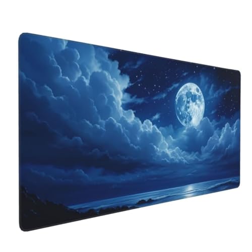 Mauspad XXL 800x300mm, Groß Gaming Mauspad Blau Mouse Pad Wolke Design Vernähte Kanten, Wasserdicht Anti Rutsch Mousepad, Verbessert Präzision und Geschwindigkeit Desk Mat,Office Gaming Zubehör G4-39 von Yingeen