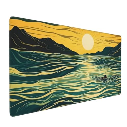 Mauspad XXL 800x300mm, Groß Gaming Mauspad Landschaft Mouse Pad Abstrakt Design Vernähte Kanten, Wasserdicht Anti Rutsch Mousepad, Verbessert Präzision/Geschwindigkeit Desk Mat,Gaming Zubehör G4-643 von Yingeen