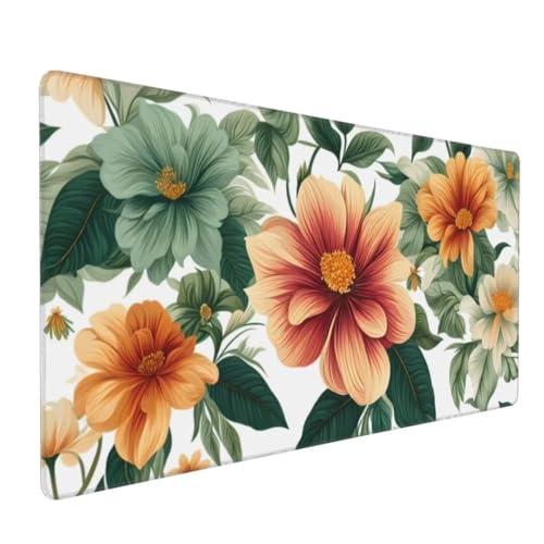 Mauspad XXL 800x400mm, Groß Gaming Mauspad Retro Mouse Pad Blume Design Vernähte Kanten, Wasserdicht Anti Rutsch Mousepad, Verbessert Präzision und Geschwindigkeit Desk Mat,Office Gaming Zubehör G4-73 von Yingeen