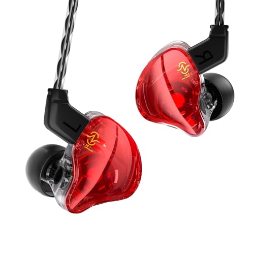 CCZ Coffee Bean In-Ear-Kopfhörer, HIFI 1DD Treiber in Ear Monitore, kabelgebundene Ohrhörer mit Bass, klarer Klang, bequeme Ohrflossen, iem Kopfhörer für Sänger, Musiker, Schlagzeuger (rot, ohne von Yinyoo