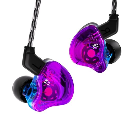 Yinyoo CCZ Melody In-Ear-Monitoren Hybrid 1BA 1DD HiFi Kopfhörer, tiefer Bass, Leichter In-Ear-Kopfhörer IEM mit 4N OFC Kabel für Musiker/Drummer/Bassist (Violettblau, ohne Mikrofon) von Yinyoo