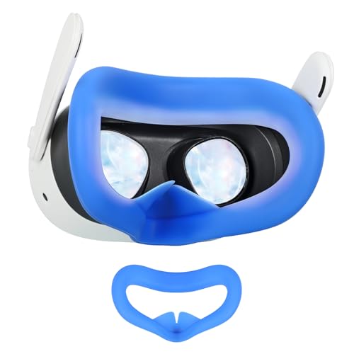 YipuVR VR Silikon Augenmaske für Meta Quest 3S, Anti-Schweiß und Licht Proof Silikon VR Face Cover, weiche Textur, Abdeckung für Meta Quest 3S Headset Zubehör (Blau) von YipuVR