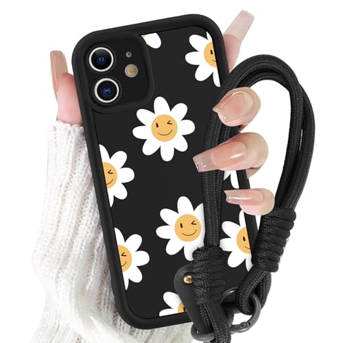 Yirlbey Handykette Handyhülle für iPhone 11 Hülle mit Armband 6,1", Schnur Schutzhülle mit Aesthetic Blumen Daisy Muster mit Kordel zum Umhängen Cover, Stoßfest Silikon Case für iPhone11, Flower von Yirlbey