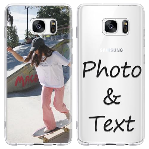 Yirlbey Personalisierte Handyhülle für Samsung Galaxy S7 5,1'', Personalisiert Hülle mit Selbst Gestalten Familie Eigenem Bild Foto Schutzhülle, Individuelle Design Case für Samsung S7,transparent von Yirlbey