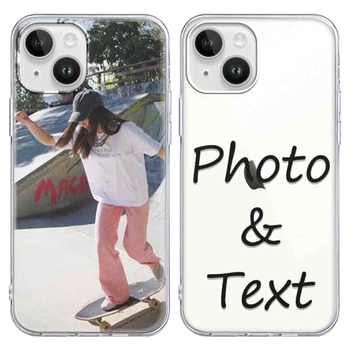 Yirlbey Personalisierte Handyhülle für iPhone 14 Plus 6,7'', Personalisiert Hülle mit Selbst Gestalten Familie Eigenem Bild Foto Schutzhülle, Individuelle Design Case für iPhone 14 Plus,transparent von Yirlbey