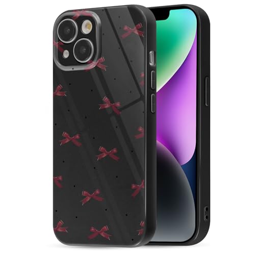 Yirlbey Stück Handyhülle für iPhone 15 Hülle 6,1", Aesthetic Schleifen Muster Niedlich Design für Frauen Mädchen, Glitter Silikon Schutzhülle Stoßfest Cover Kratzfest Case für iPhone15, Schwarz von Yirlbey