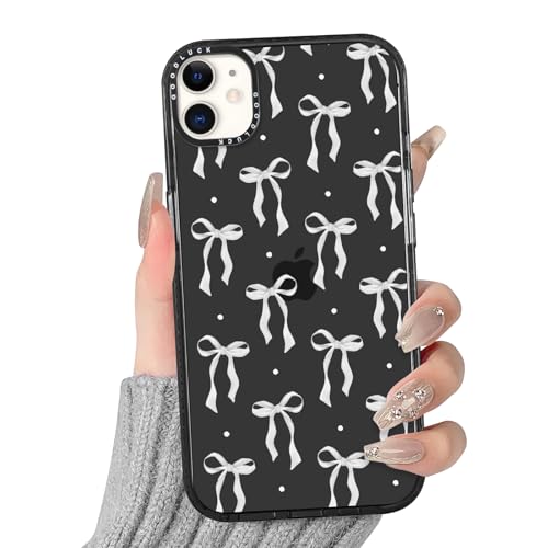 Yirlbey Transparent HandyHülle für iPhone 11 Schleifen Hülle, Aesthetic Muster Niedlich Design Mädchen Geschenk Schutzhülle, Silikon TPU-Rahmen und Harter PC-Rückseite Case Cover für iPhone11 6,1" von Yirlbey