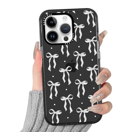 Yirlbey Transparent HandyHülle für iPhone 16 Pro Schleifen Hülle, Aesthetic Muster Niedlich Design Mädchen Geschenk Schutzhülle, Silikon Harter PC-Rückseite Case Cover für iPhone 16Pro 6,3" von Yirlbey