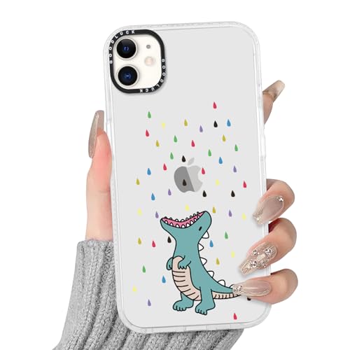 Yirlbey Transparent Handyhülle für iPhone 11 Hülle, Aesthetic Dinosaurier Muster Bunt Cartoon Design Mädchen Geschenk Schutzhülle, Silikon TPU Harter PC-Rückseite Case Cover für iPhone11 6,1" von Yirlbey