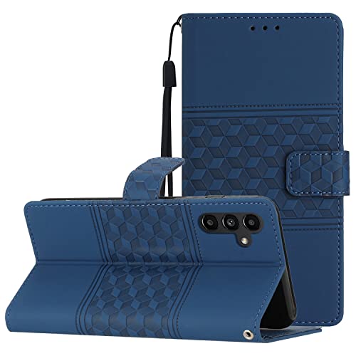 Handyhülle Kompatibel mit Samsung Galaxy A14 5G/A14 4G Leder Hülle Glatter Touch | Flip Wallet Case Handytasche | Klapphülle Schutzhülle mit Gurt | Blau von Yiscase