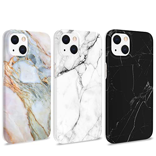 3 Stück Marmor Hülle Kompatibel mit iPhone 14 Hülle Marmor Silikon Matt, Weich TPU Handyhülle Ultra Dünn Flexible Marble Case für iPhone 14, 6.1'' (2022) - Weiß, Schwarz,Grau von Yiscase