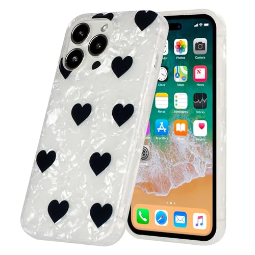 Yiscase Kompatibel mit iPhone 15 Pro TPU-Hülle | Lebendiges Muster Ultra Dünn Mädchen Frauen Silikon Bumper Stoßfest Hülle | Kabelloses Laden IMD Tech Cover | Schwarzes Herz von Yiscase