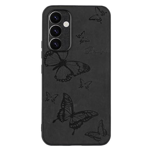 Yiscase TPU Hülle Kompatibel für Samsung Galaxy A25 5G Schmetterling Muster Frauen Mädchen Schutzhülle Hart PC Rückseite mit Silikon Bumper Stoßfest Cover Rosen Schwarz von Yiscase