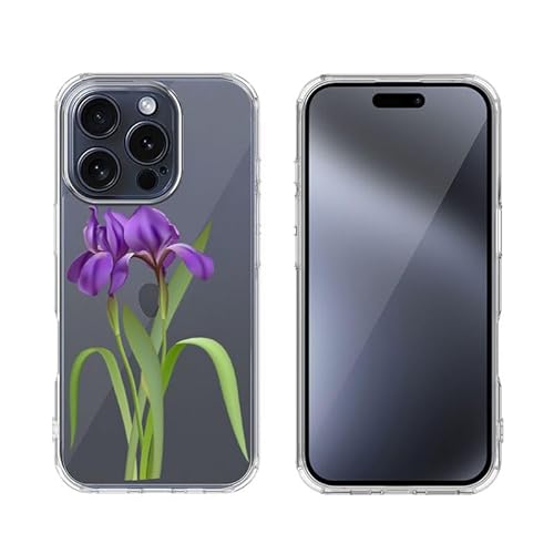 Yiscase TPU-Schutzhülle mit Blumenmuster, entworfen für iPhone 16, Frauen und Mädchen, Silikon, dünn, weich, TPU-Stoßfängerabdeckung, niedliche, klare Blume, Handyhülle – Cymbidium von Yiscase