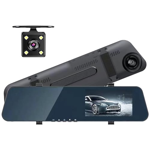 Yissone Dashcam mit 4,3 Bildschirm, 1080P vorne und 720P hinten, Dual-Objektiv, Auto-Videorecorder von Yissone