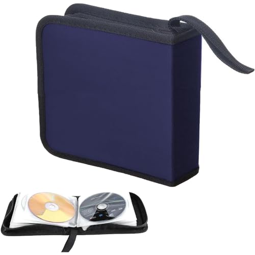 Yitobici CD Tasche, CD DVD Discs Aufbewahrungstasche, Nylon, mit Reißverschluss, für 40 Discs, CD Aufbewahrungstasche für Auto und Zuhause, Blau von Yitobici