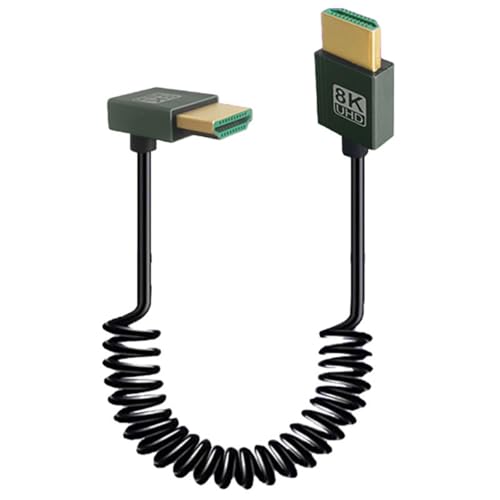 Yjcnelcr 8K HDMI-kompatibles 2.1-Spiralkabel, 0,9 m, schnelle Geschwindigkeit, 48 Gbit/s, Übertragung, dehnbar, für Gaming-Fotografie-Ausrüstung von Yjcnelcr