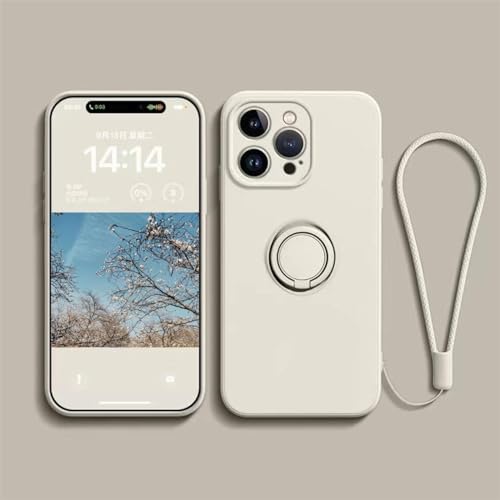 Ykerey Hülle für iPhone 13 Mini Handyhülle mit Ring Ständer Lanyard Dünn Silikon Halter Schutzhülle Magnetische Autohalterung Cover mit Mikrofaser-Futter für iPhone 13 Mini, Weiß von Ykerey