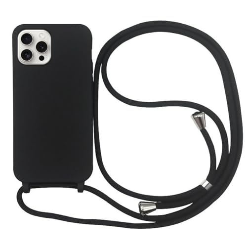 Ykerey Hülle für iPhone 14 Pro mit Band Handykette Kameraschutz Handyhülle Necklace mit Kordel zum Umhängen Einstellbar Handy Kette Schutzhülle für iPhone 14 Pro, Schwarz von Ykerey