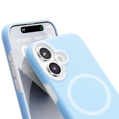 Ykerey Hülle für iPhone 16 Handyhülle Silikon Anti-Scratch Cover mit Microfiber Kratzfeste Dünn Full Body Protection Stoßfest Rundumschutz Schutzhülle für iPhone 16, Blau von Ykerey