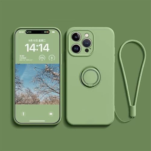 Ykerey Hülle für iPhone 16 Pro Max Silikon Handyhülle mit 360 Grad Drehbarer Ringhalter Magnetische Autohalterung Schutzhülle TPU Bumper Kickstand Handschlaufe Cover Case, Matcha Grün von Ykerey