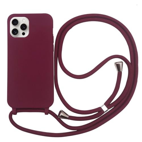 Ykerey Hülle für iPhone 14 Pro Max mit Band Handykette Handyhülle Necklace Schutzmit Kordel zum Umhängen Kameraschutz Einstellbar Handy Kette Stossfest Weich Cover für iPhone 14 Pro Max, Dunkelrot von Ykerey