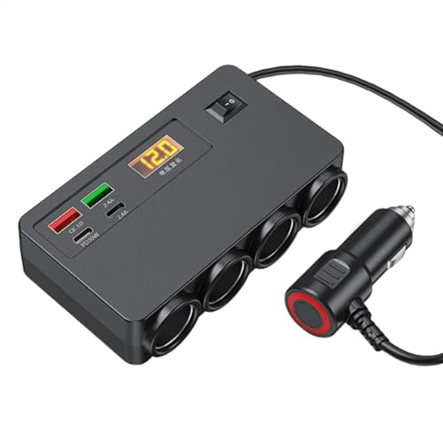 Ylnailky Auto schnelles Ladegerät, USB -Auto -Ladegerät Schnellladung | Spannungsanzeige Multi -Auto -Ladegerät Auto Power Splitter - Tragbare Auto -Ladestation Fahrzeug USB -Adapter für von Ylnailky