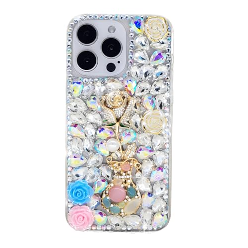 Ymyhyuxi Schutzhülle für iPhone 11 Pro Max, Glitzer, Glitzer, Kristall, Strass, Rose, goldfarben von Ymyhyuxi