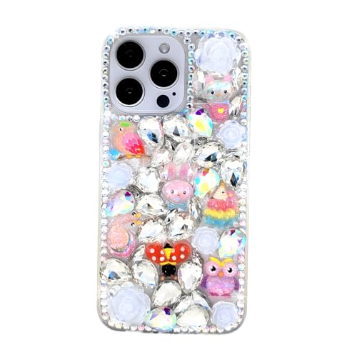 Ymyhyuxi Schutzhülle für iPhone 12 Pro Max, glitzernd, 3D, luxuriös, glitzernd, Kristall, Strass, kleines Kaninchen, Weiß von Ymyhyuxi