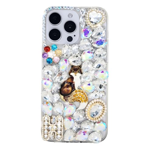 Ymyhyuxi Schutzhülle für iPhone 16 Pro, glitzernd, 3D, luxuriös, glitzernd, Kristall, Strass, Fuchs-Hülle, Braun von Ymyhyuxi